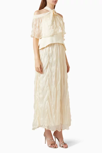 Textured Off-shoulder Maxi Dress