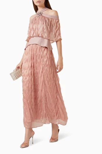 Textured Off-shoulder Maxi Dress