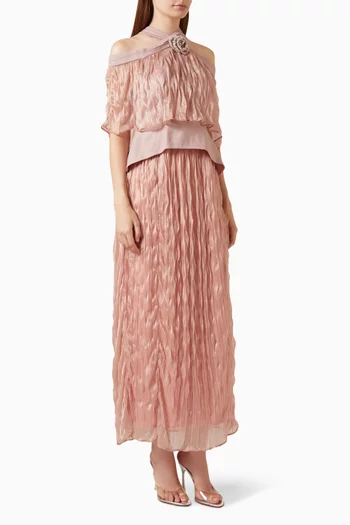 Textured Off-shoulder Maxi Dress