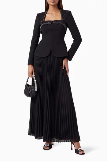 Embellished Square-neck Blazer Top