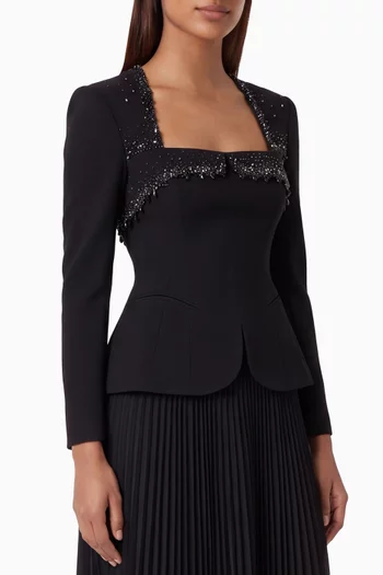 Embellished Square-neck Blazer Top