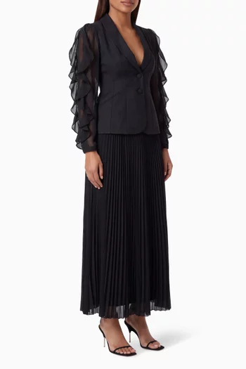 Ruffle Sleeve Shawl-collar Blazer