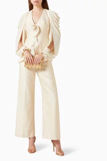 Ruffle Peplum Blazer Top
