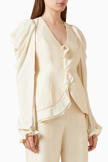 Ruffle Peplum Blazer Top