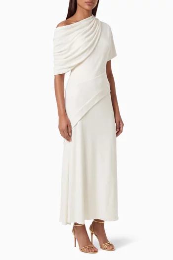 One-shoulder Draped Maxi Dress
