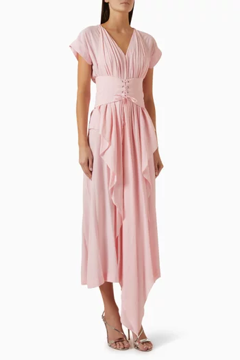 Corset-belt Dress in Crepe