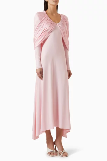 Capelet Dress in Satin & Jersey