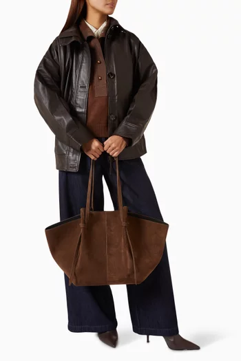 Extra Large Mochi Top-handle Bag in Suede