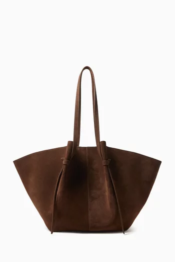 Extra Large Mochi Top-handle Bag in Suede