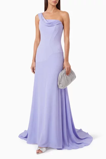 Maelyss Asymmetric Dress in Satin & Chiffon