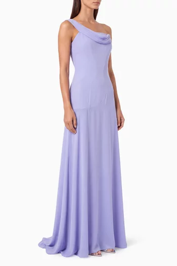 Maelyss Asymmetric Dress in Satin & Chiffon
