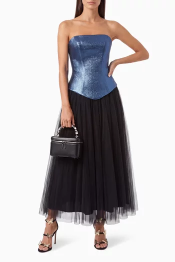 Fanny Corset & Midi Skirt Set in Brocade & Tulle