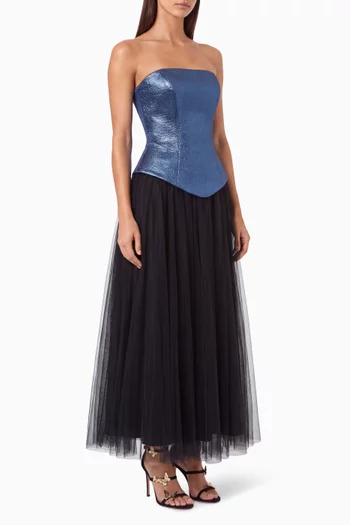 Fanny Corset & Midi Skirt Set in Brocade & Tulle
