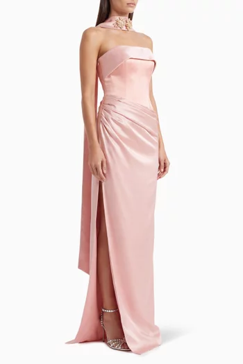 Alba Strapless Dress in Satin