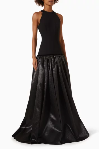 Cosmos Dress in Crepe & Brocade