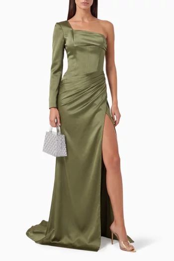 Camellia One-shoulder Dress in Satin