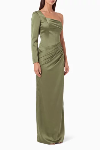 Camellia One-shoulder Dress in Satin