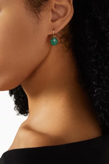 Carved Malachite Venus Drop Earrings in 14kt Gold