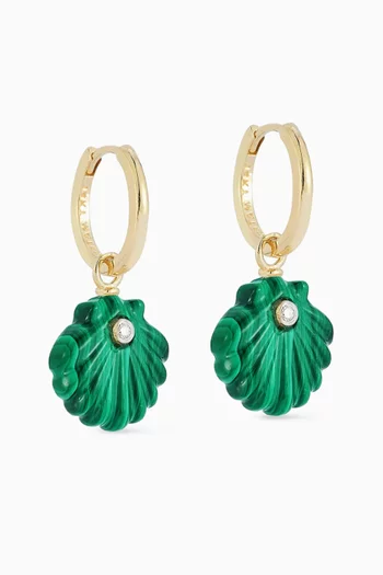Carved Malachite Venus Drop Earrings in 14kt Gold