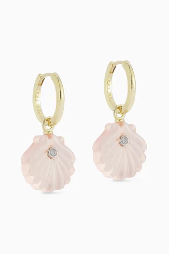 Carved Venus Shell Drop Earrings in in 14kt Gold