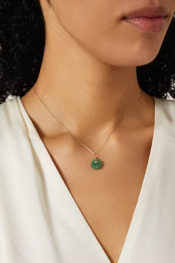 Carved Jade Venus Shell Necklace in 14kt Gold