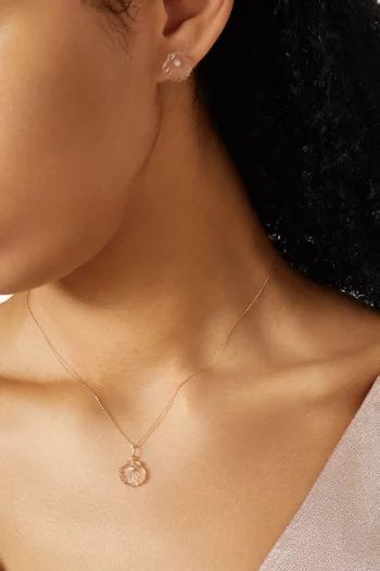 Carved Rose Quartz Venus Shell Necklace in 14kt Gold