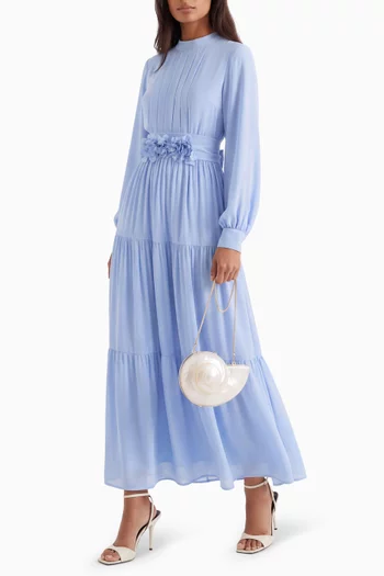 Floral appliqué-belt Dress