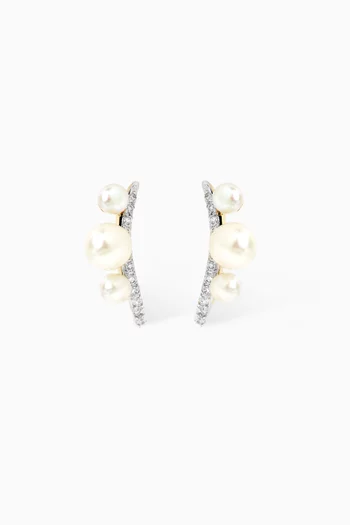 Danah Diamond & Pearl Earrings in 18kt Gold