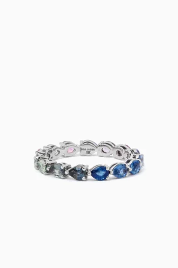 Multi Pear Sapphire Ring in 18kt White Gold