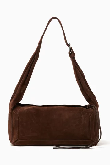 Box East West Medium Shoulder Bag in Suede