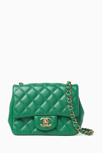Mini Classic Square Flap Bag in Quilted Lambskin Leather
