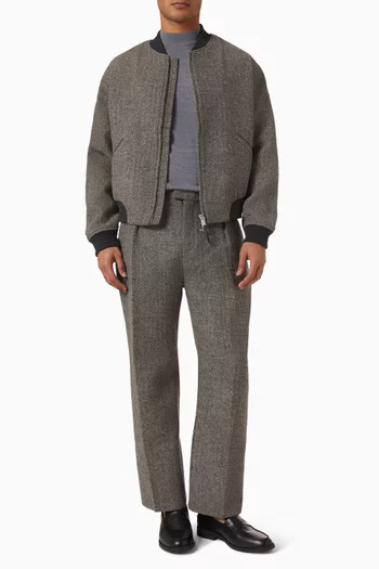 Leandro Herringbone Bomber Jacket in Wool