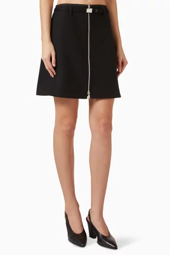 Zip Mini Skirt in Double Wool