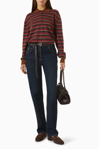Striped Polo Sweater in Cashmere