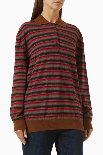 Striped Polo Sweater in Cashmere