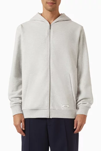 Label Zipper Hoodie in Cotton