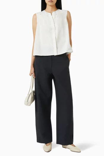 Pleated Sleeveless Top in Pima Cotton