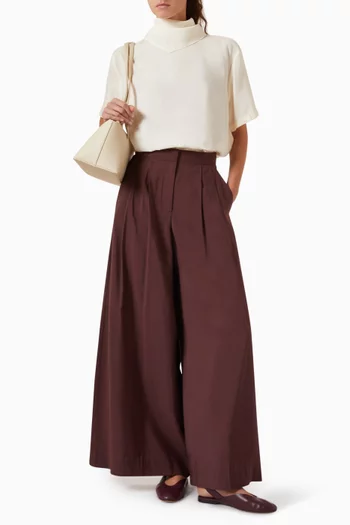 Pleated Wide-leg Pants in Modal-blend