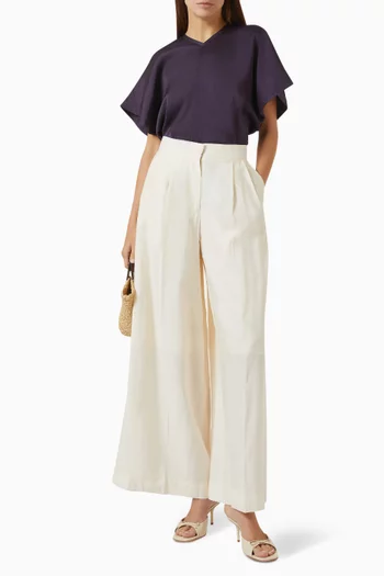 Pleated Wide-leg Pants in Modal-blend