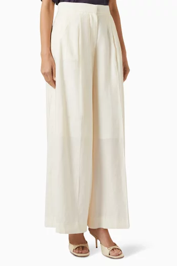 Pleated Wide-leg Pants in Modal-blend