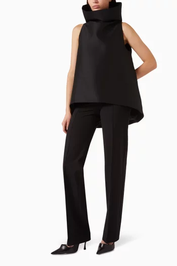 High-collar Top in Wool Blend