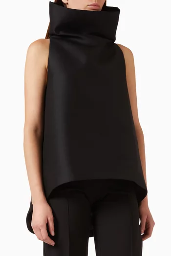 High-collar Top in Wool Blend