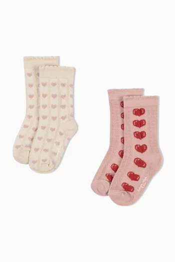 Heart Jacquard Socks, Set of 2