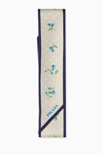 Bloom Dots Skinny Scarf in Silk Twill