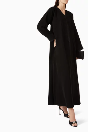 Cord-embellished Abaya in Crepe