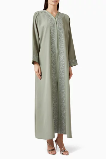 Cord-embellished Abaya in Crepe