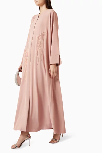 Bead-embellished Abaya in Crepe
