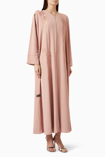 Bead-embellished Abaya in Crepe