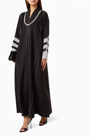 Shawl Lapel Abaya in Mixed Linen