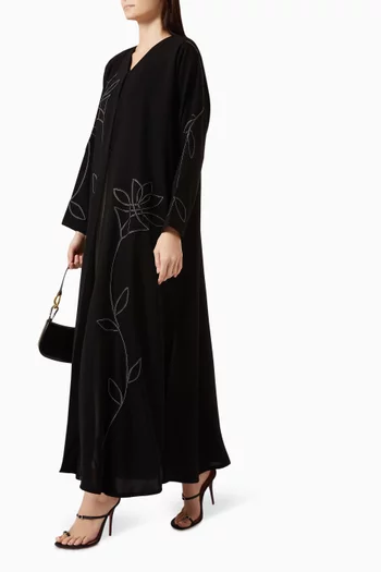 Embroidered Abaya in Crepe